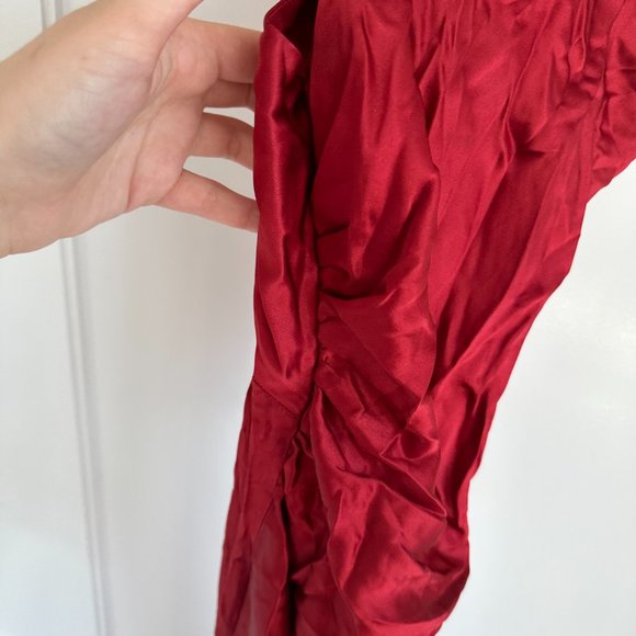 NWT Reformation Casette Maxi Silk Dress Sz 10 Sangre Cowl Neck Open Back Cut-out - Picture 6 of 11